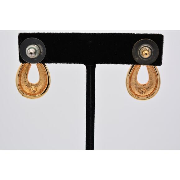 Swarovski Vintage Crystal Earrings Door Knockers Gold Swan Signed 1990s BinAZ - Picture 10 of 12